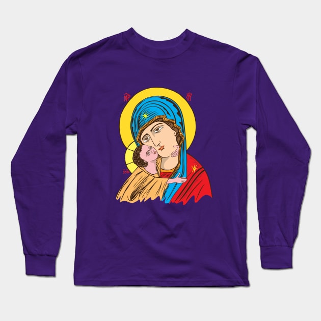 Virgin Mary and Little Christ Long Sleeve T-Shirt by martinussumbaji